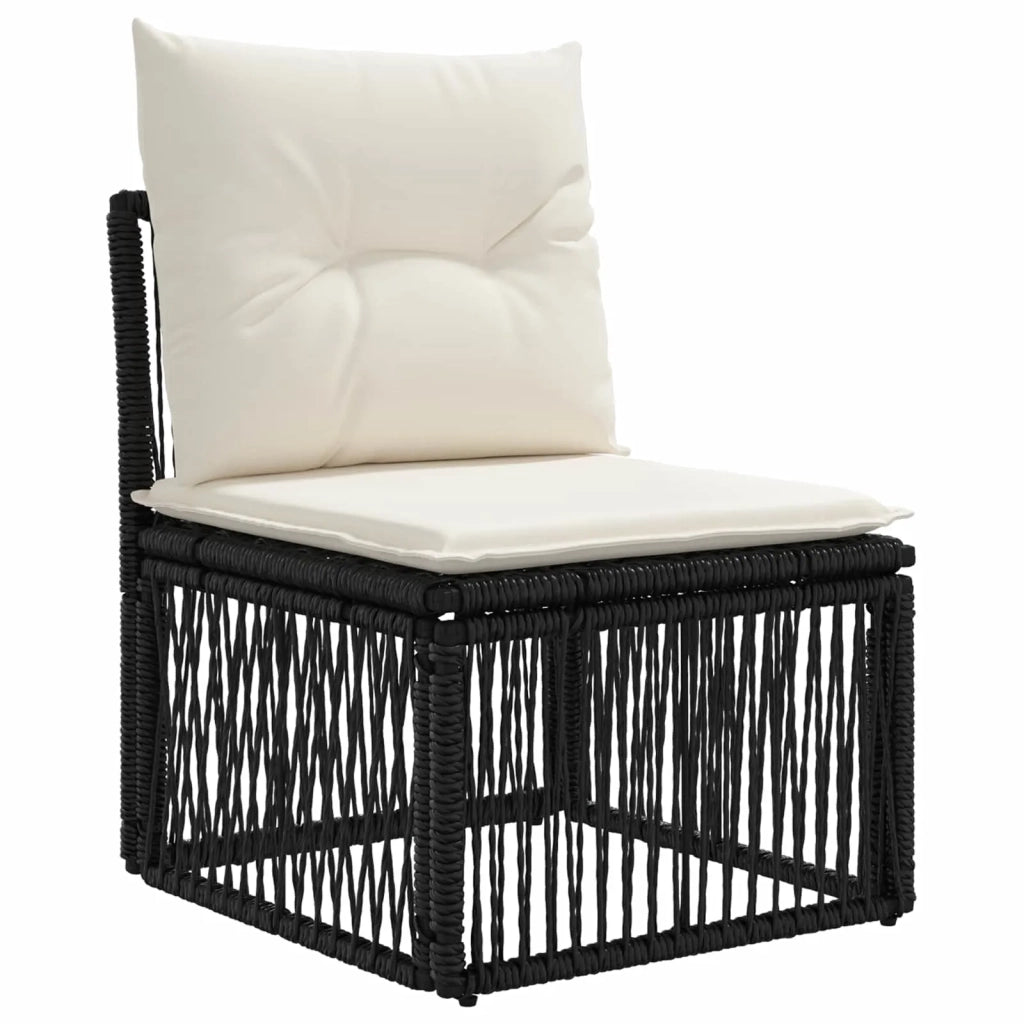 Set Divano da Giardino 10 pz Nero e Bianco Crema polyrattan 3436837