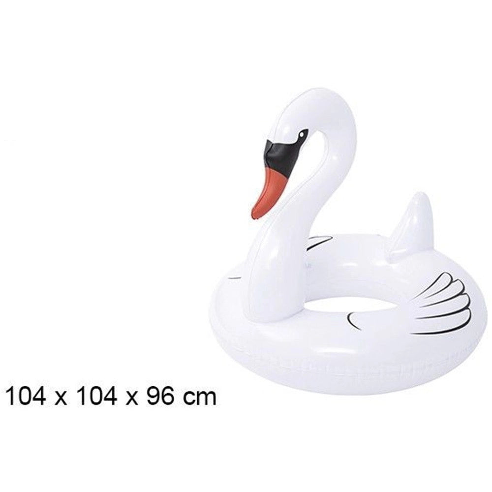 Trade Shop - Salvagente Gonfiabile A Forma Di Cigno Bianco Galleggiante Mare 104x104x96cm 016149 -