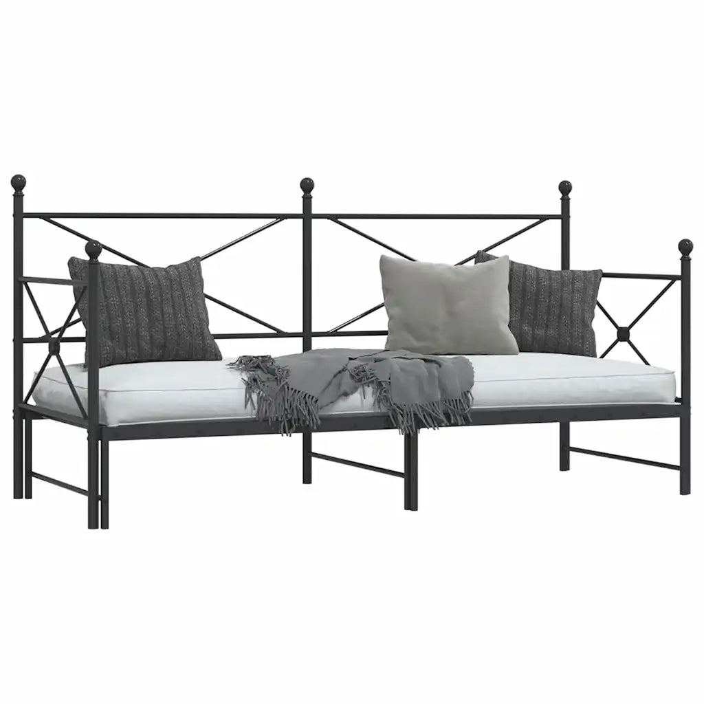 vidaXL Divano Letto Estraibile senza Materasso Nero 75x190 cm Acciaio