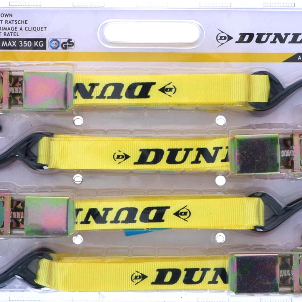 Cinghie di trasporto da 5 m con pressione di 350 kg per rimorchio, 4 pezzi Giallo Dunlop