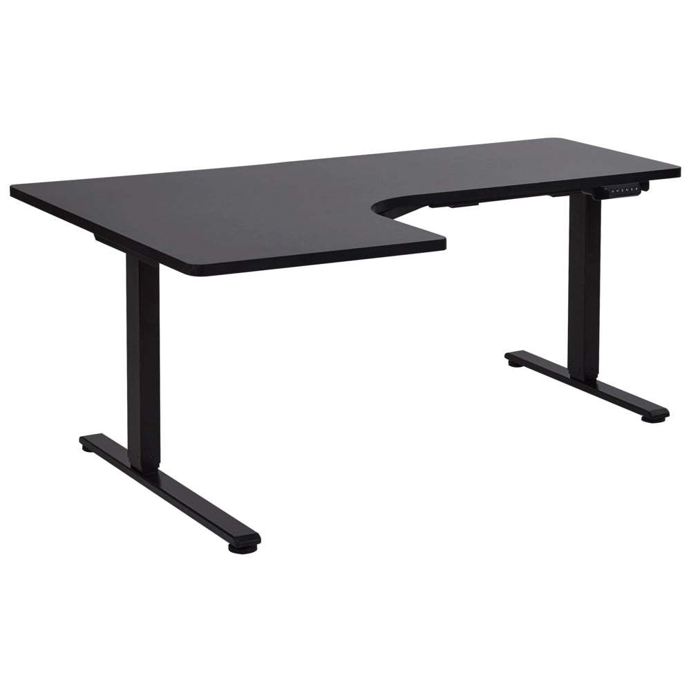 Scrivania elettrica regolabile ad angolo retto moderna a forma di L 160 x 59 cm Piano nero lato sinistro stile moderno