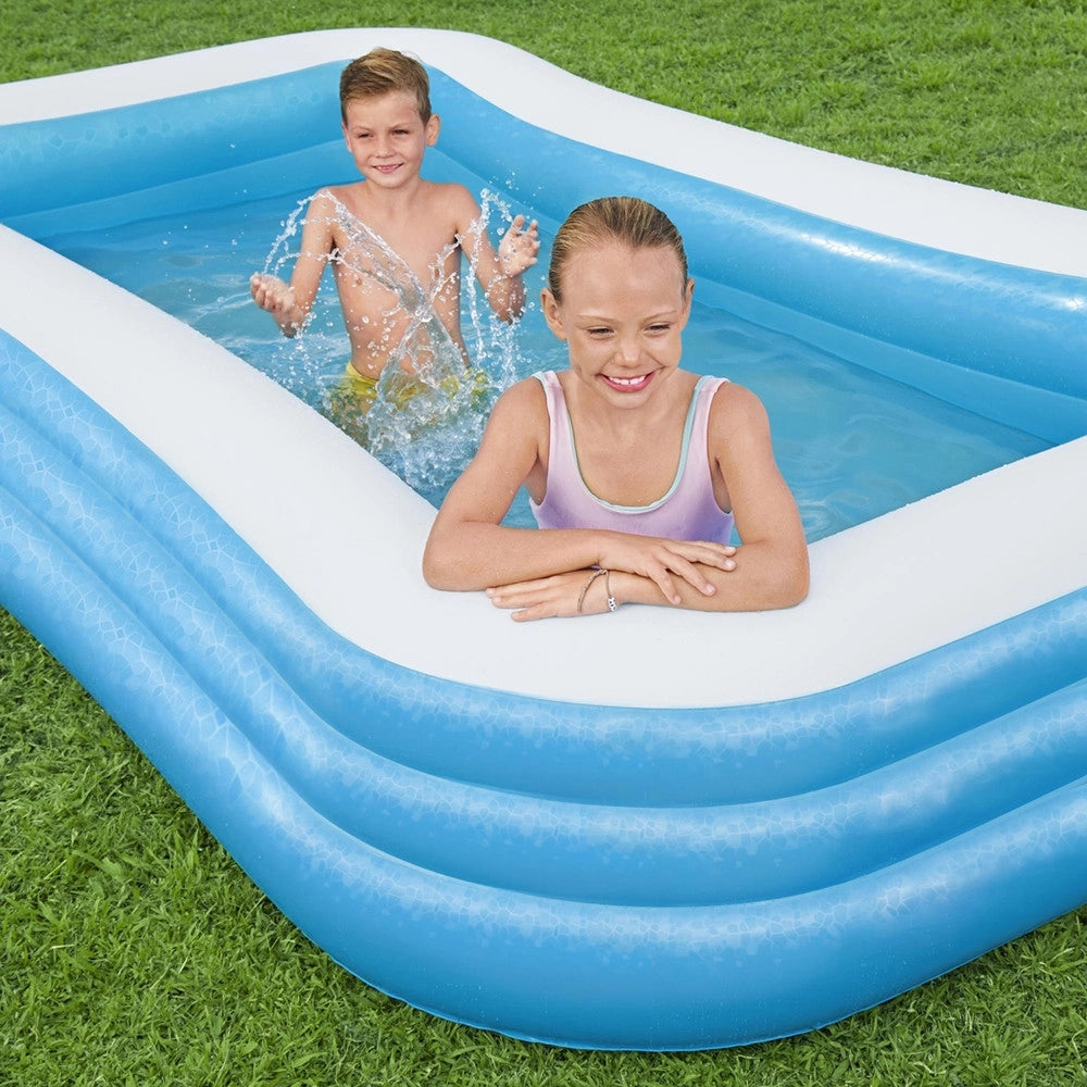 Trade Shop - Piscina Gonfiabile Rettangolare 305 X 183 X 56 Cm Giardino A 3 Anelli Family 54009 -