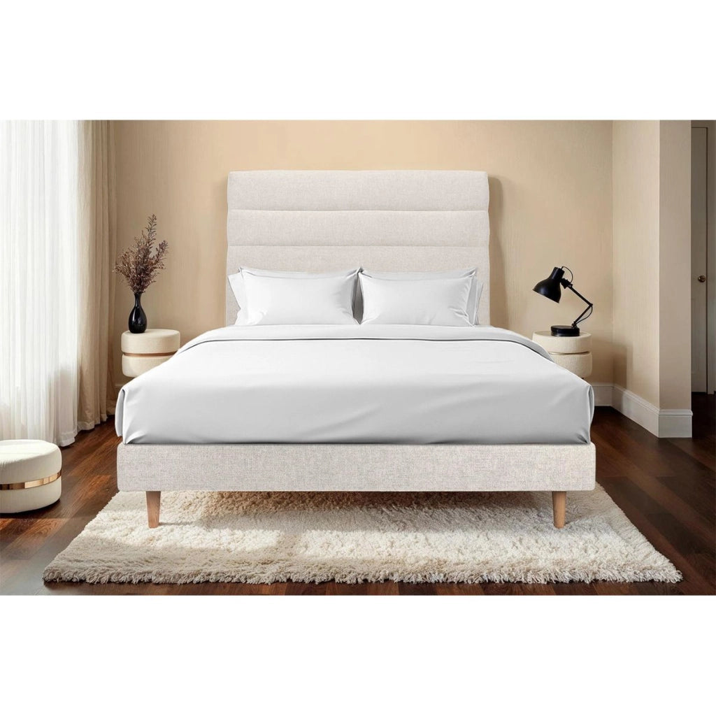 Letto 180x200 cm con testiera in linea - Tessuto Tela opaca