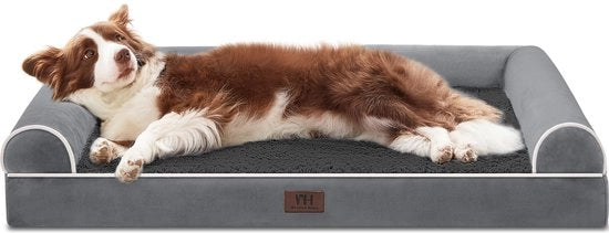 Letto per cani Grande cani Letto per cani medio grande cani, Letto per cani ortopedico Lavabile, Letti per cani con bordo Grigio scuro L 91 x B 68 x H 17 cm