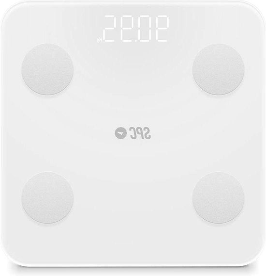 Pesa elettronica digitale con bioimpedenza - 18 misurazioni di peso - indice di massa corporea - grasso viscerale - massa muscolare - basimetria - 10 utenti - tracciamento tramite app - connessione Bluetooth - bianca