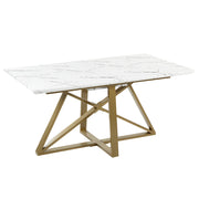 Tavolo da pranzo effetto marmo MDF gambe in metallo oro 160/200 x 90 cm piano allungabile rettangolare design moderno