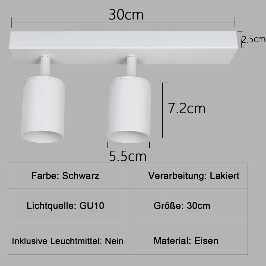 ZMH Faretto da soffitto bianchi 2 lampadine GU10 girevoli 350° max 25W