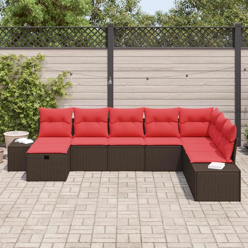 Set Divano da Giardino con cuscino 8 pcs Marrone polyrattan 3359433