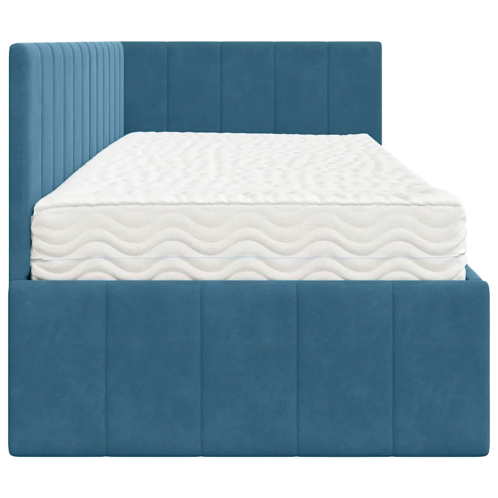 Struttura Letto Angolare con Materasso 2 pcs Blu Velluto 3393837