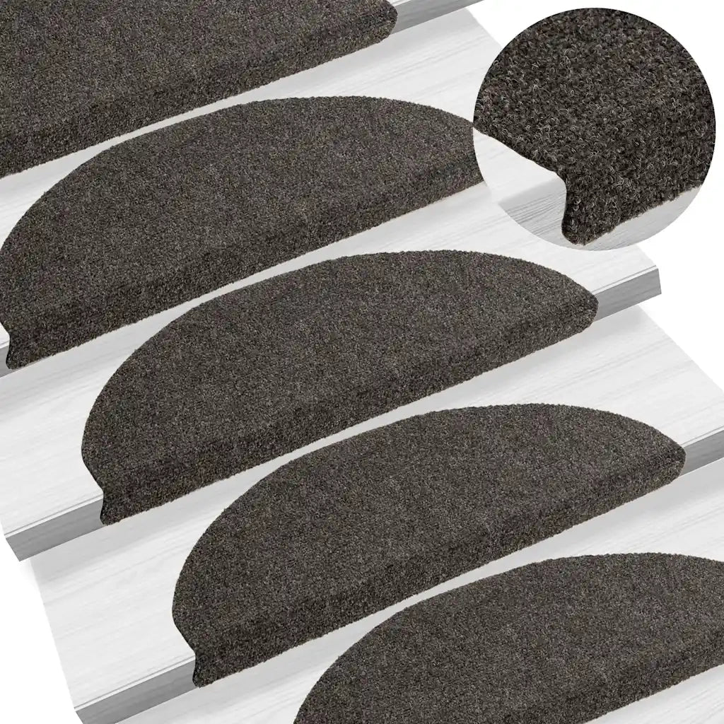 Tappetini per scale autoadesivi 15 pz 65x21x4 cm Antracite Semicircolari Grandi 322353