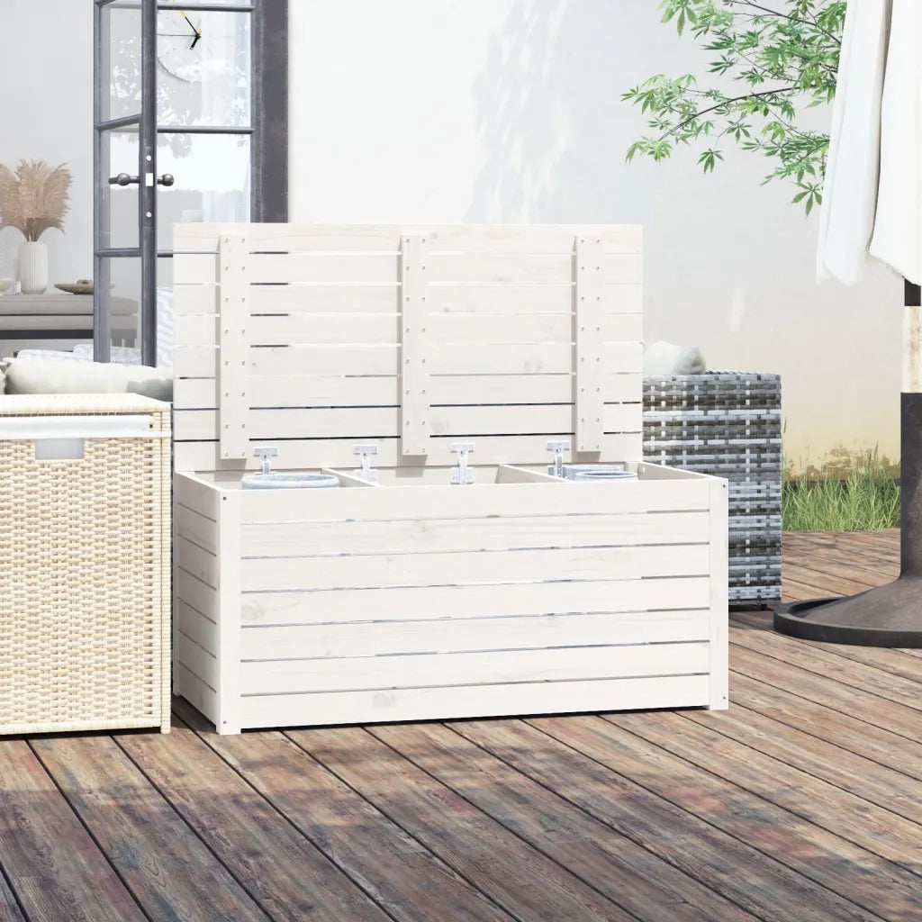 Contenitore Giardino Bianco 101x50,5x46,5cm Legno Massello Pino 823949
