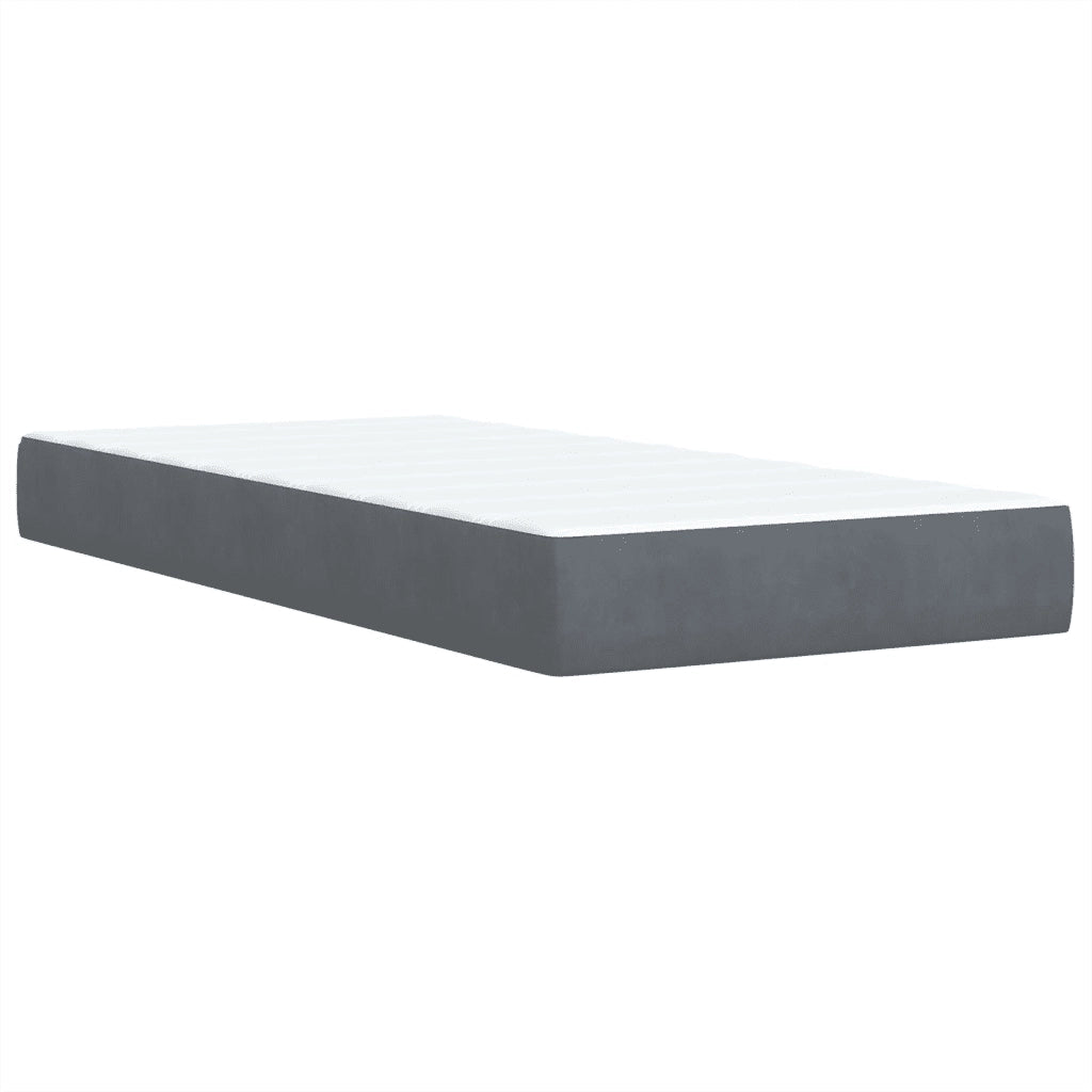 Giroletto a Molle con Materasso Grigio Scuro 90x190 cm Velluto