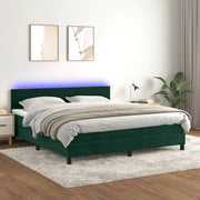 Letto a Molle con Materasso e LED Verde Scuro 160x200cm Velluto cod mxl 67731