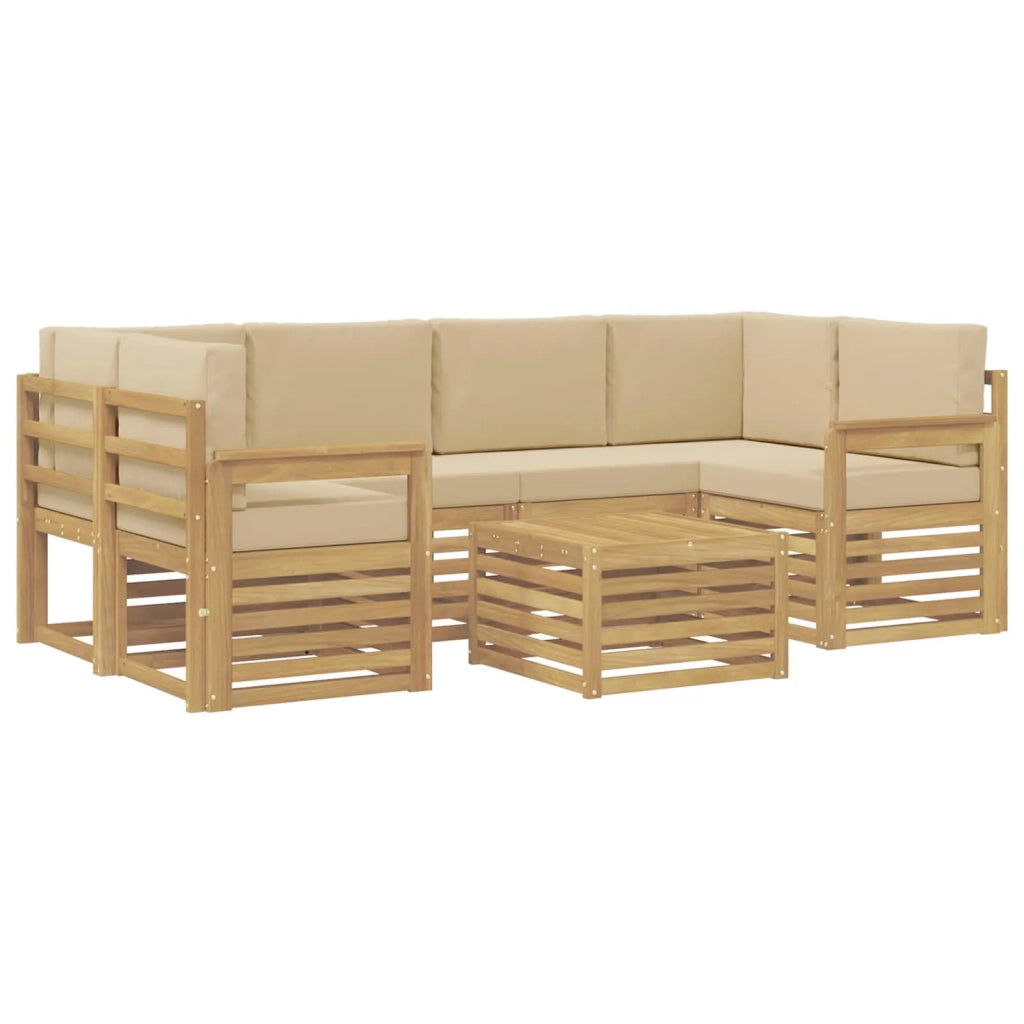 Set di divani da esterno 7 pcs Bianco e Beige Poliestere 3391463