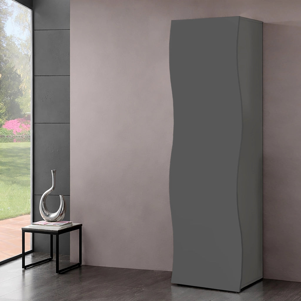 Armadio 1 Anta Onda 63x40x187,2 cm Finitura in Melamina Antracite Opaco