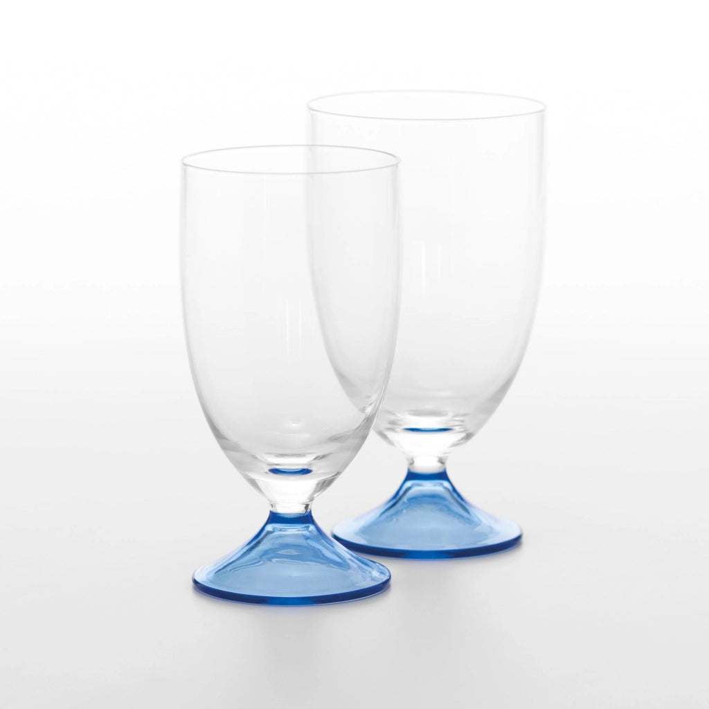 Zafferano Set 4 Calici Acqua Collezione Maestro Vetro Soda Lime Bluino, Design Veneziano Artigianale Soffiato a Mano Senza Gambo per Tavola