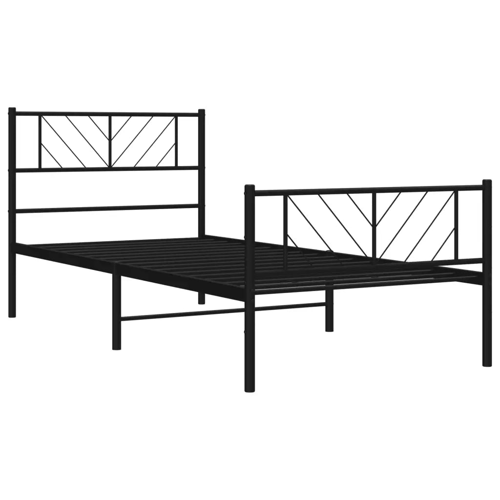 Giroletto con Testiera e Pediera Metallo Nero 90x200 cm 372190
