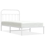 Letto singolo | Letto per adulti | Giroletto con Testiera Metallo Bianco 100x190 cm