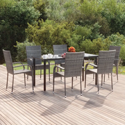 Set da Pranzo da Giardino 7 pz Grigio in Polyrattan cod mxl 51668