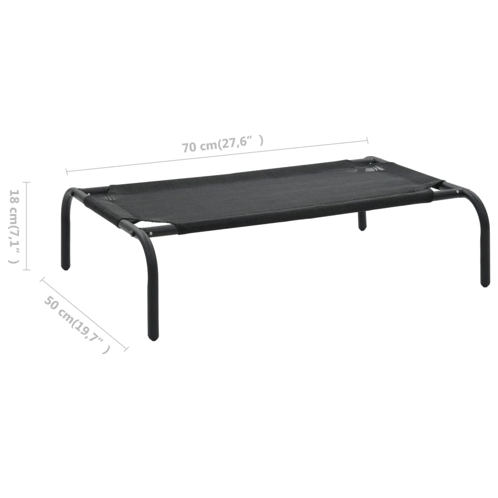 Cuccia rialzata per cani piccola cesta per cani in textilene 90 x 50 x 20 cm nero 02_0001544