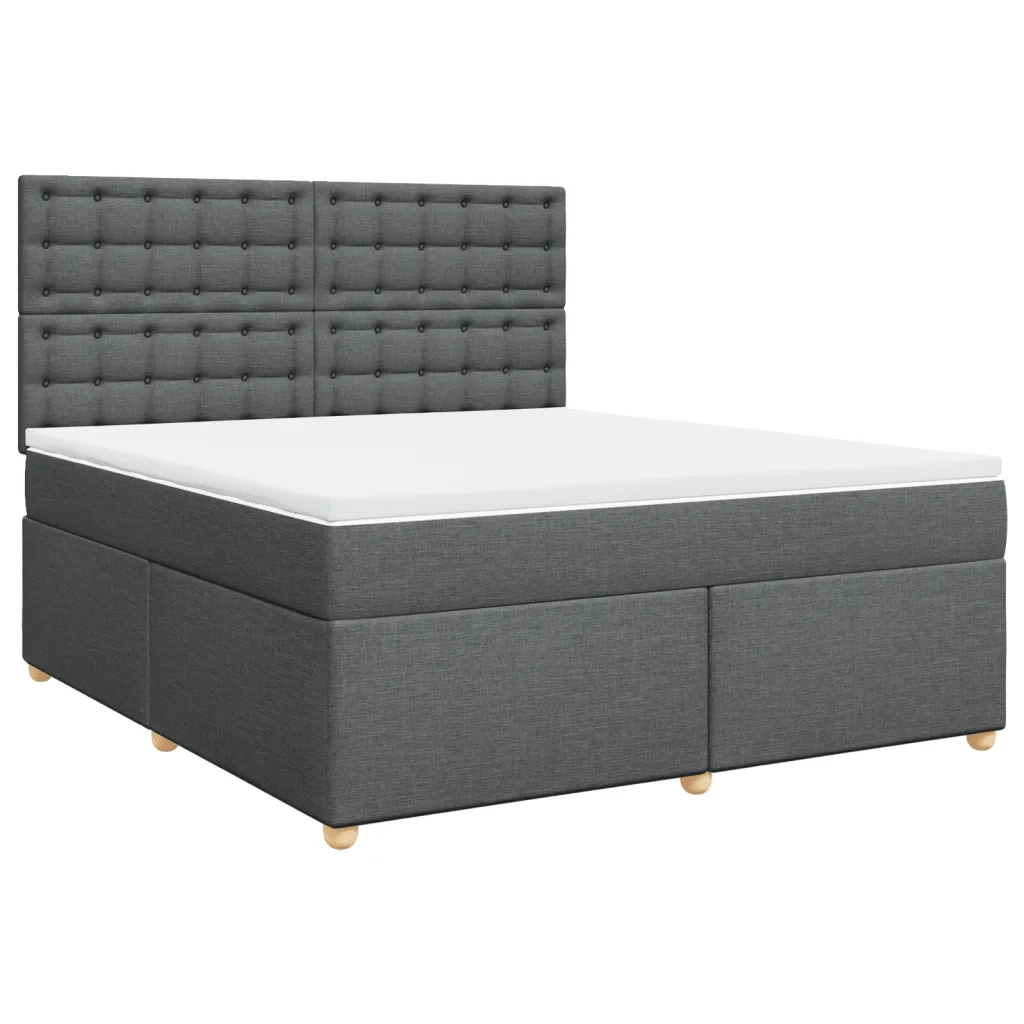 Giroletto a Molle con Materasso Grigio Scuro 180x200 cm Tessuto
