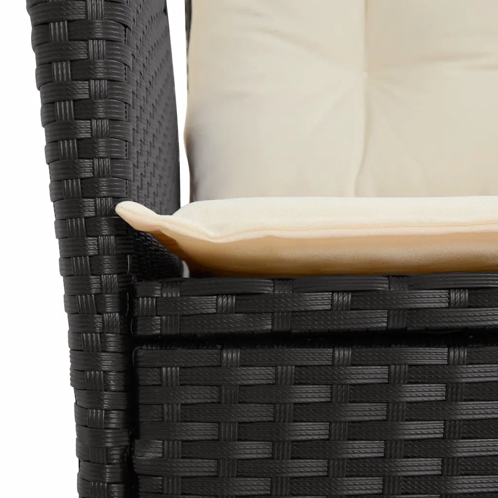 Set da Pranzo da Giardino 7 pz Nero con Cuscini in Polyrattan 3213063