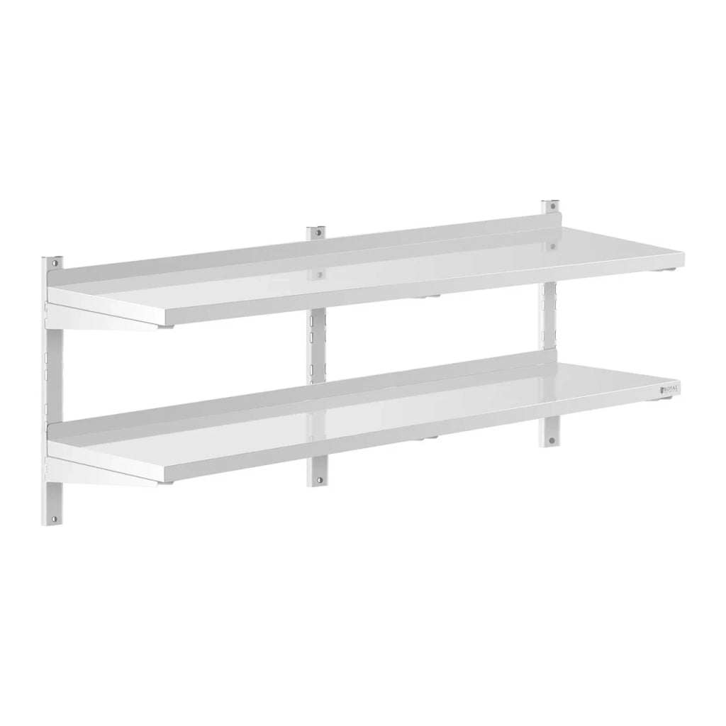Mensola da parete professionale con 2 ripiani 40 x 150 cm acciaio inox 14_0001554