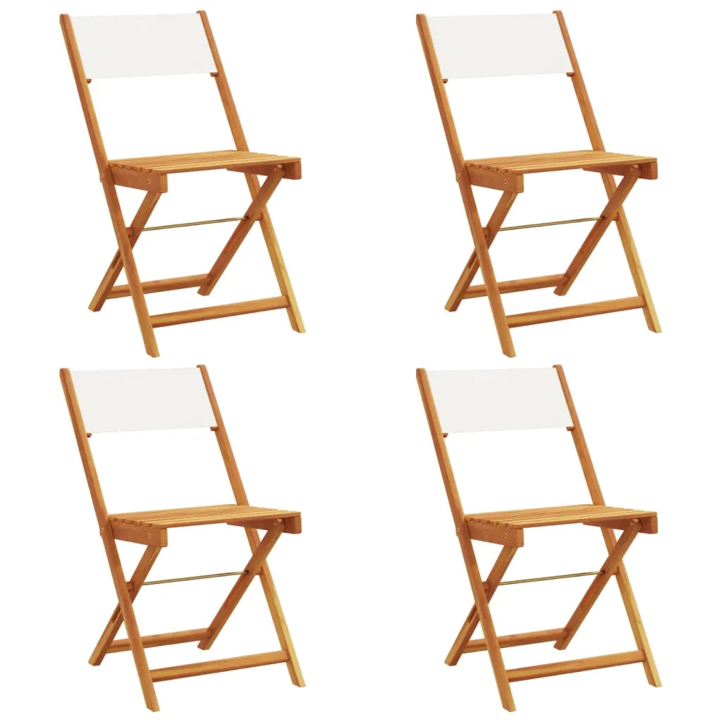 Sedie da Giardino Pieghevoli 4pz Bianco Crema Tessuto e Legno 3214610