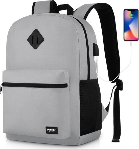 Borsa a Spalla per Uomo e Donna, Borsa per Studente, Borsa per Ragazzi e Ragazze con Tasca per Laptop 15,6" e Porta USB per Università e Viaggio di Lavoro