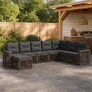 Set Divano da Giardino 8 pz Grigio e Grigio Scuro polyrattan 3435215