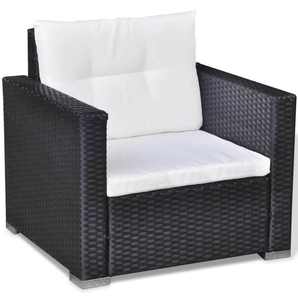 Set Divani da Giardino 6 pz con Cuscini in Polyrattan Nero cod mxl 59649