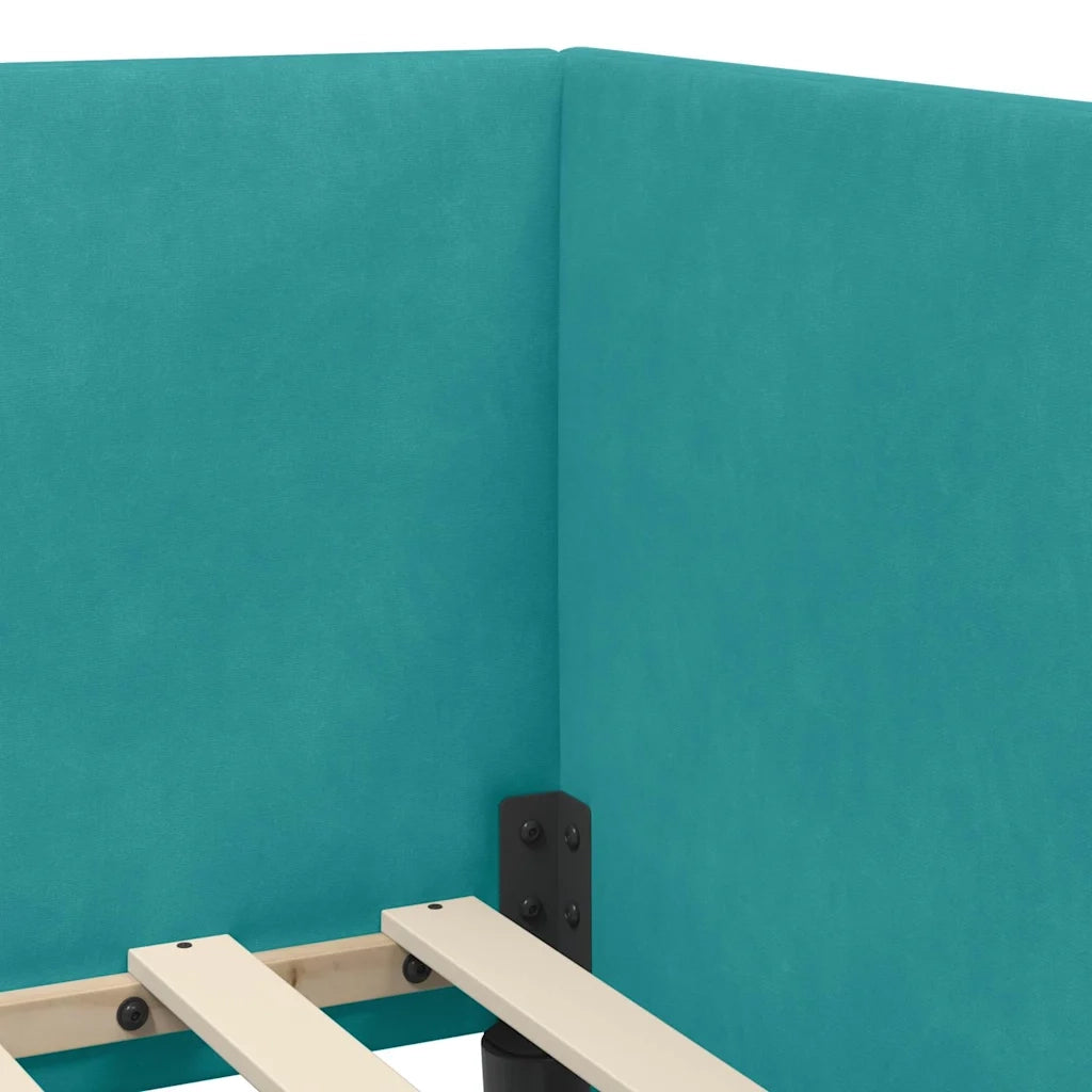 Cornice del letto ad angolo Turchese 80 cm x 200 cm Velluto