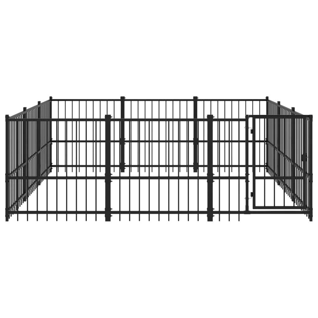 Gabbia per cuccia recinto per animali da esterno per cani in acciaio 8,47 m² nero 02_0041884