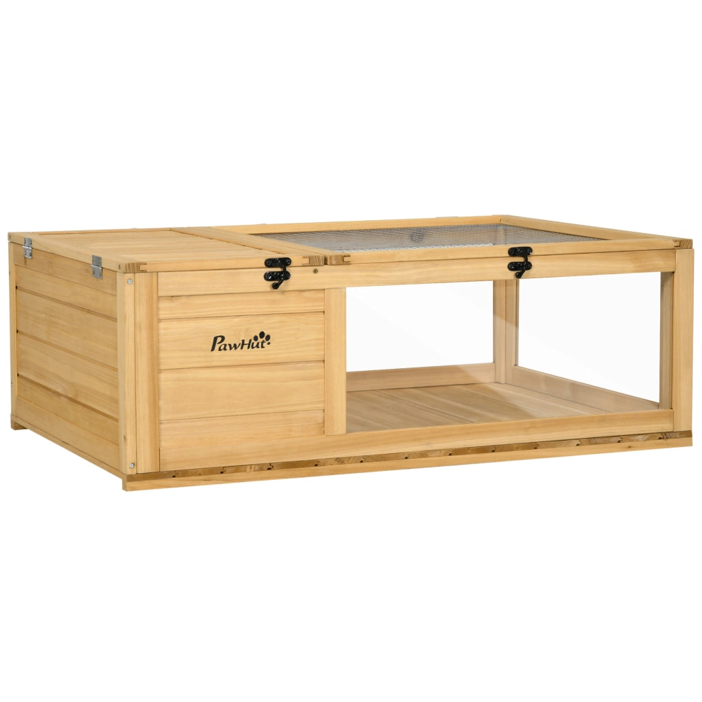 Gabbia per animali piccoli ¨C zephmum ¨C 91x60,5x32 cm legno massello giallo chiaro