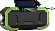 Radio multifunzione a mano - 6 in 1 - Generatore a manovella - Caricabile al sole - Multifunzionale - Impermeabile - 5000 mAh - 7W - 166 x 52 x 78 mm - Incluso torcia, power bank, bussola, orologio digitale e funzione allarme SOS