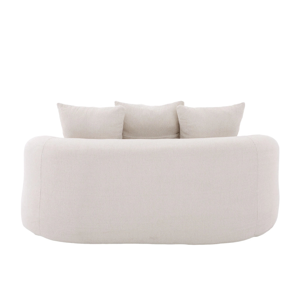 Divano a 2 posti in chenille con molle insacchettate e schiuma compressa senza montaggio beige 164 × 92 × 60 cm
