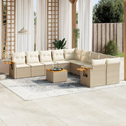 Set Divani da Giardino 11 pz con Cuscini Beige in Polyrattan 3259601