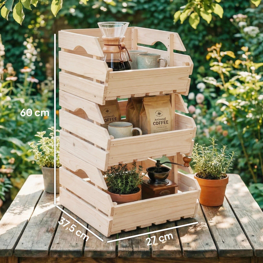 Portafrutta a 3 Ripiani in Legno di Abete ¨C Xylo ¨C Naturale 27x37,5x60cm