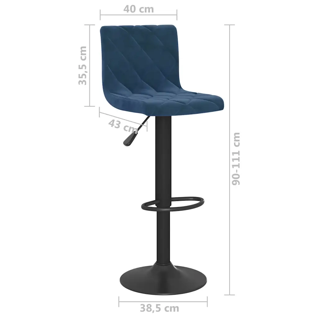 vidaXL Sgabelli da Bar 2 pz Blu in Velluto