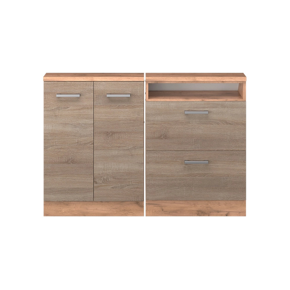 Mobile cucina sottotetto R-Line Sonoma/Rovere dorato 120 cm Set di 2 Vicco