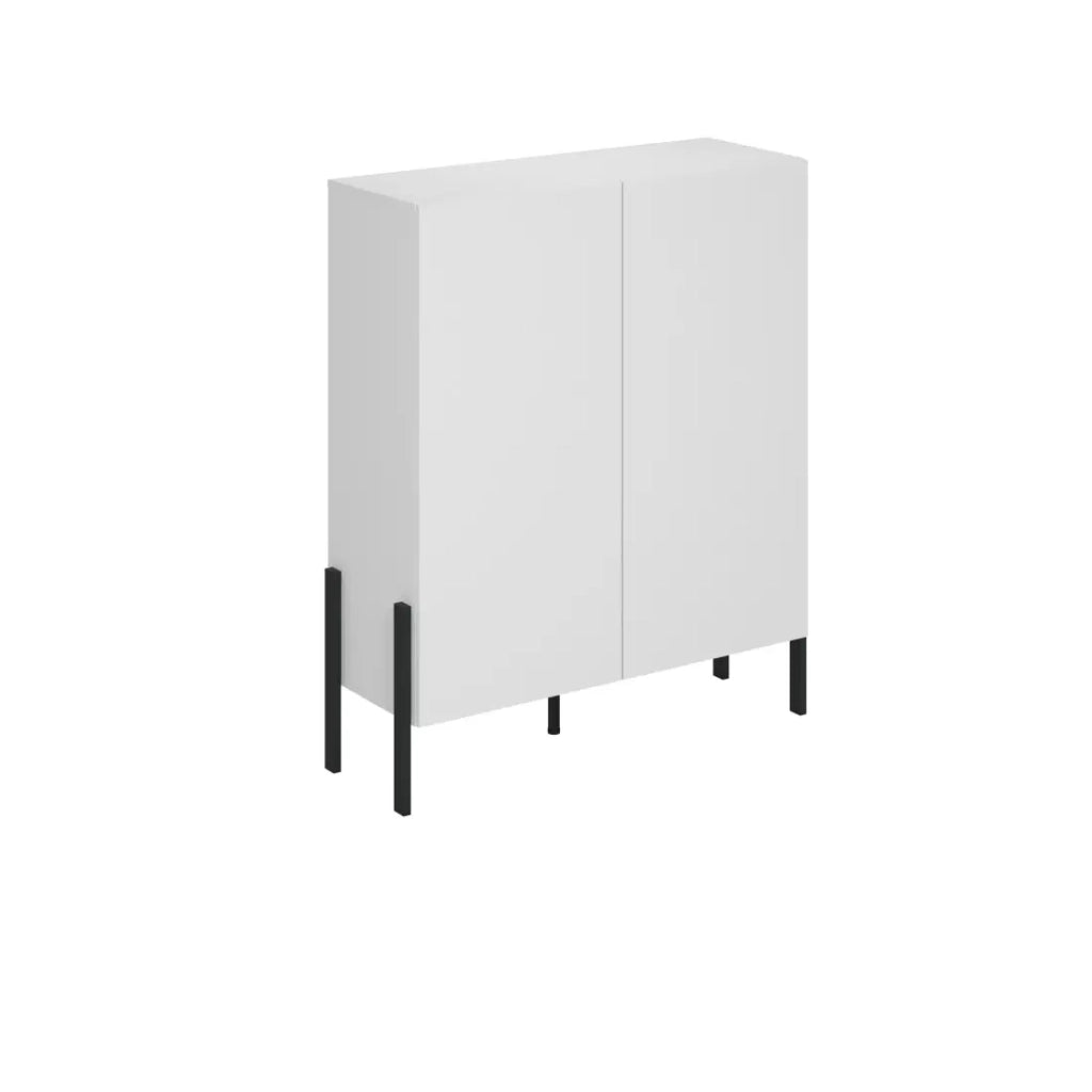 Pack salotto SALMA – Mobile TV, buffet 2 porte & 3 cassetti e armadio bianco super opaco & nero opaco