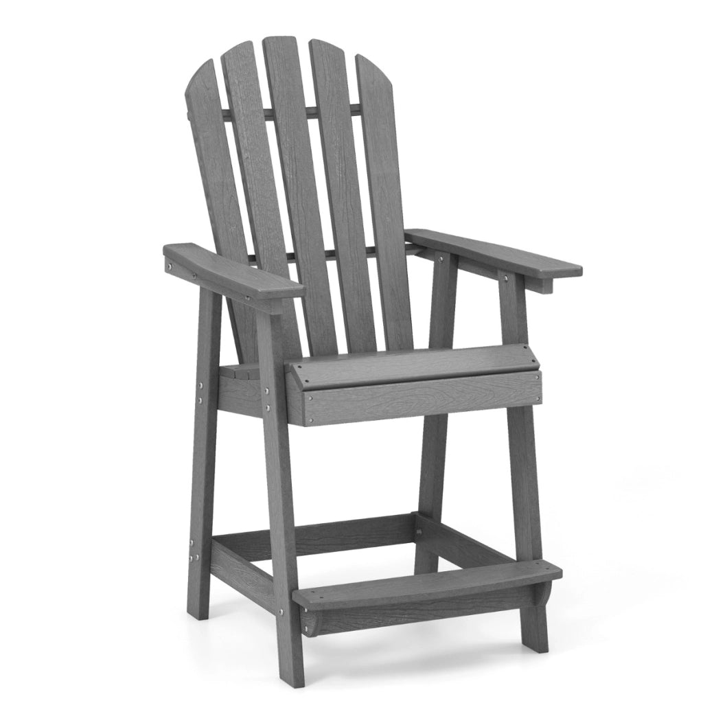 Sedia da bar per esterni con braccioli poggiapiedi, Sedia in HDPE alta adirondack resistente alle intemperie Grigio-Sedie da esterno