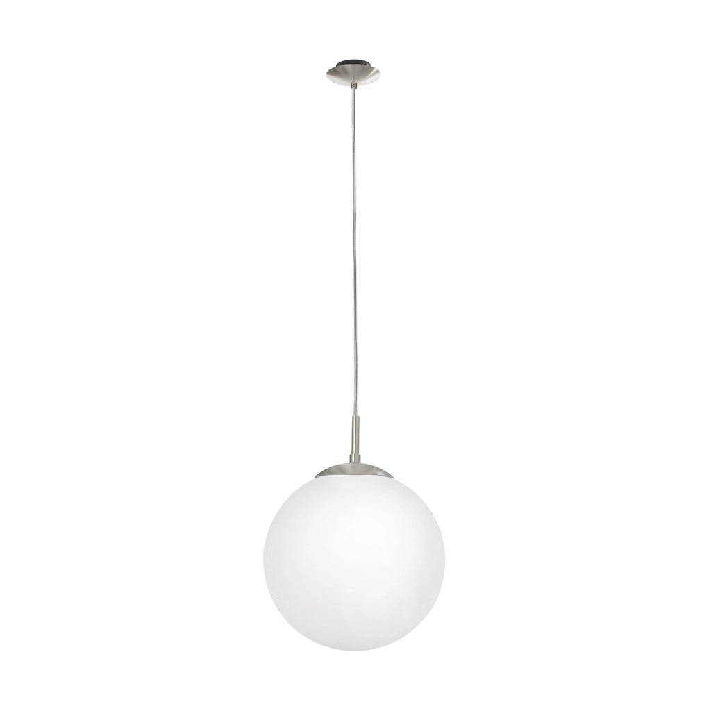 Sospensione Minimal Rondo Piccolo Acciaio Nichel Opaco Vetro 1 Luce E27
