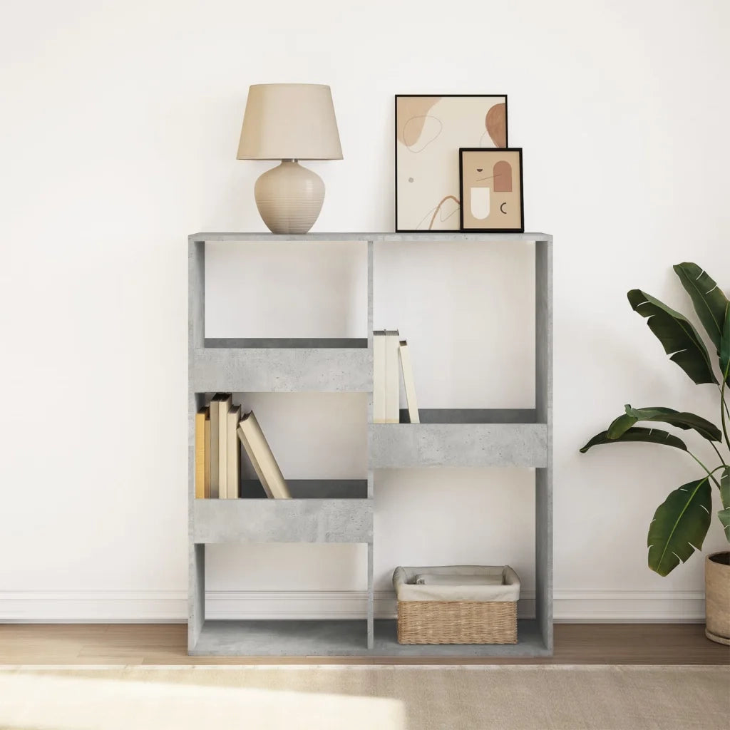 Libreria Divisorio-Scaffale per Libri-Mobile di Stoccaggio Grigio Cemento 100x33x115 cm