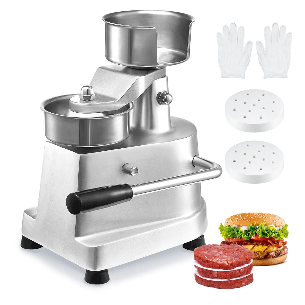 Pressa per Hamburger Manuale 100mm in Acciaio Inox SUS304 con 1000 Fogli di Carta Macchina Formatura Carne Robusta per Casa e Ristorazione