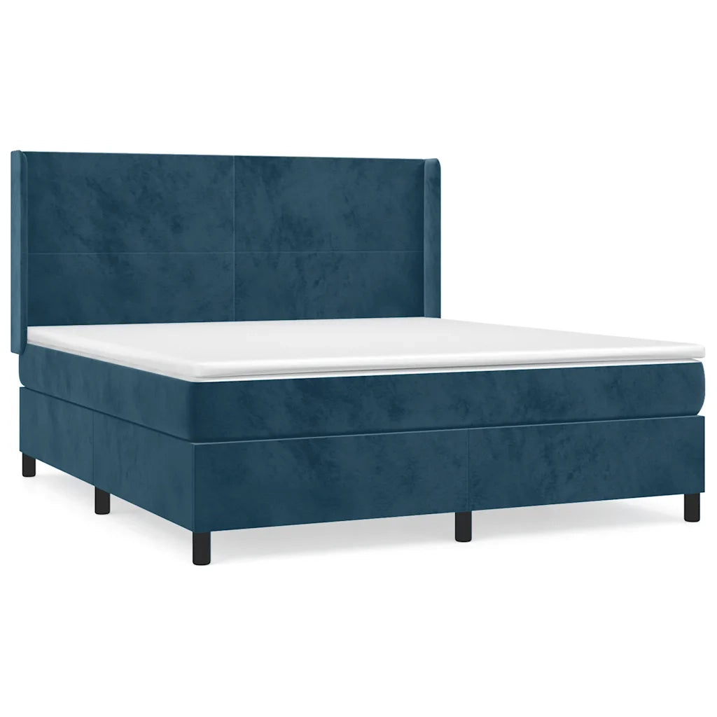 Giroletto a Molle con Materasso Blu Scuro 180x200 cm in Velluto 3132577