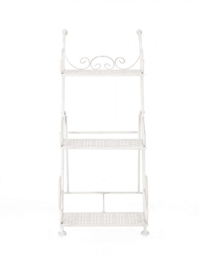 Set 4 Porta Fiori 3 Piani Acciaio Bianco Rustico da Interno - IRENE