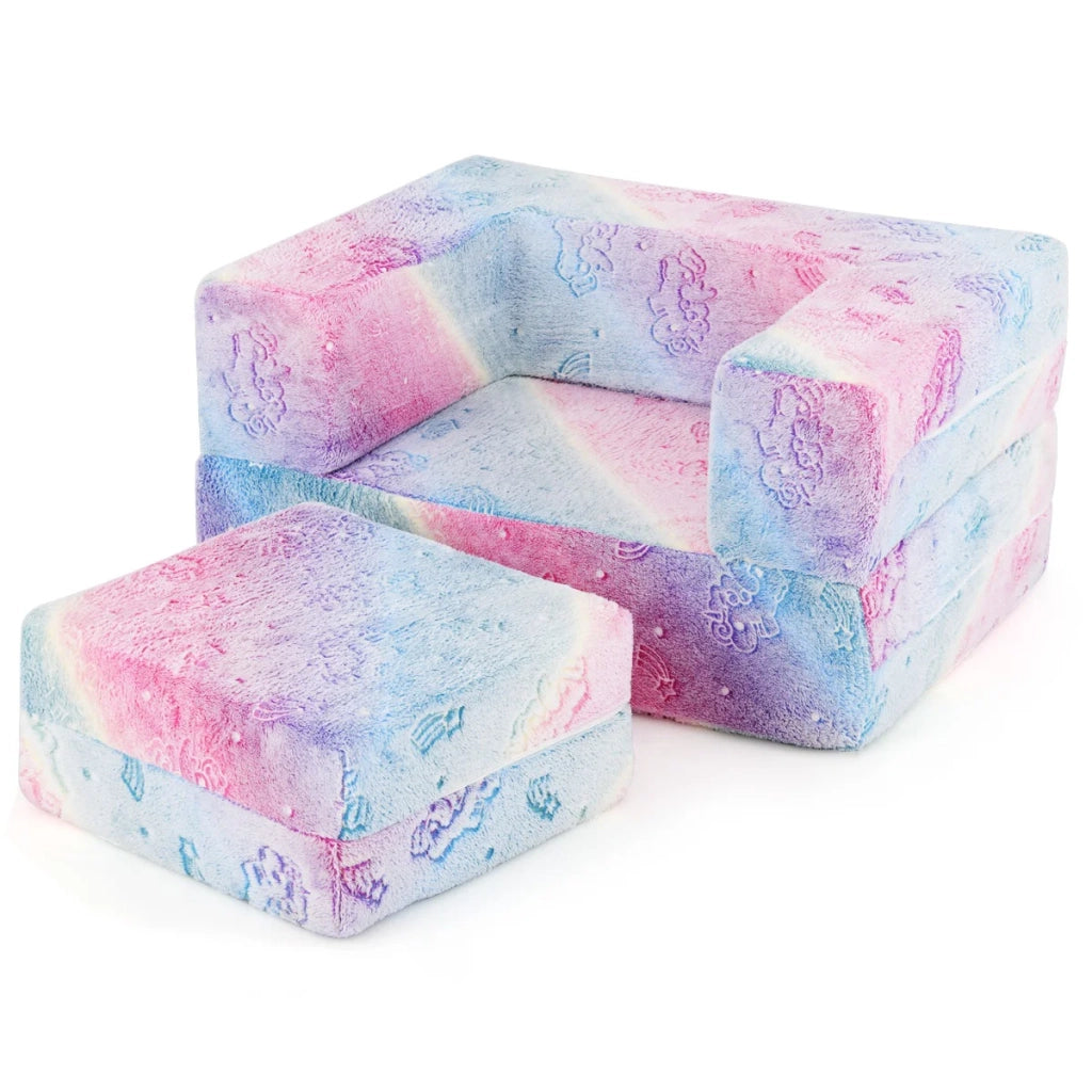 Divano componibile per bambini 71 x 53 x 34,5 cm 5 in 1 leggero e sicuro atmosfera accogliente in flanella unicorno arcobaleno 20_0011023