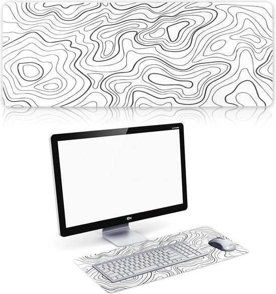 Panno per mouse da gioco, Tavolo da ufficio con mappa topografica, Panno per mouse da 300*800mm con bordo antiscivolo e adesivo gomma, per PC, laptop, casa, ufficio