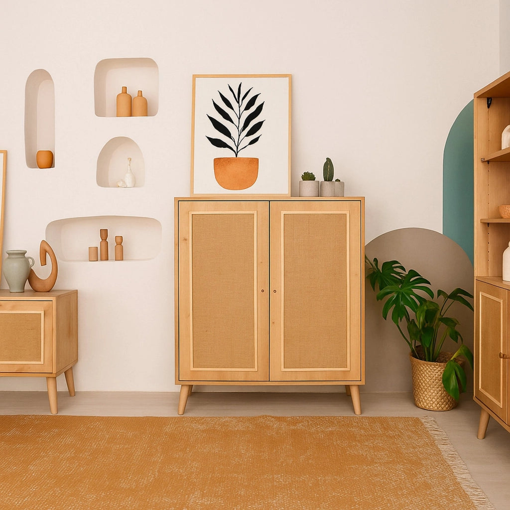 Credenza Albiano, Buffet da soggiorno, Madia da salotto, Dispensa da cucina, 90x40h110 cm, Quercia